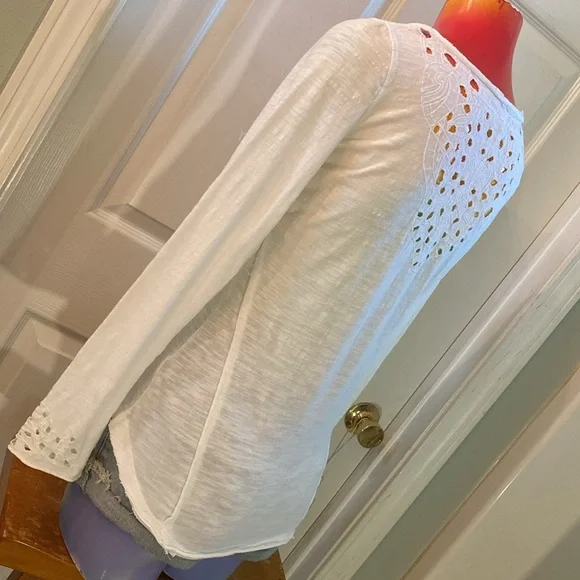 Free People White Embellished Fitted Longsleeve Blouse - Picture 7 of 15